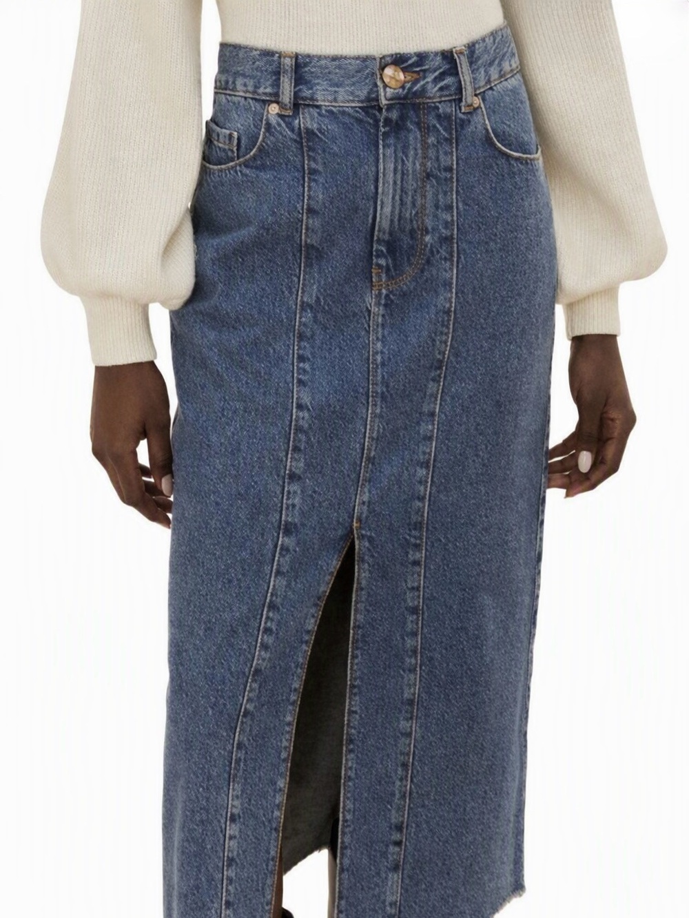 FARM Rio Denim Maxi Skirt Re-Farm • Nordstrom $230 • Size 33 (14)